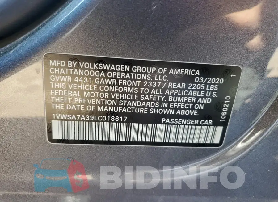 1VWSA7A39LC018617 Photo# 12