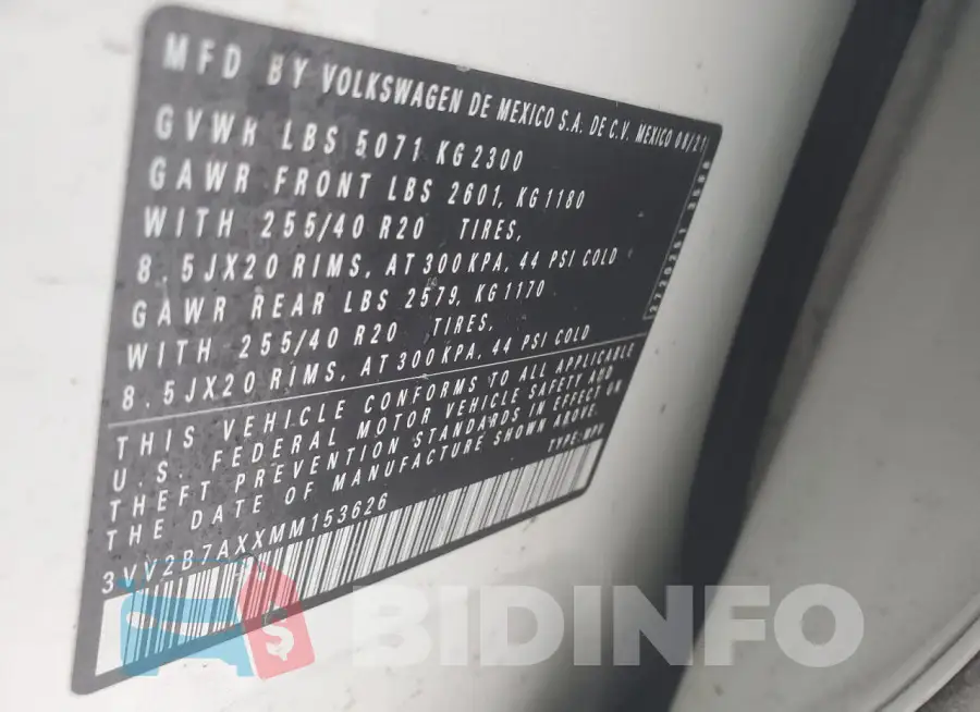 3VV2B7AXXMM153626 Photo# 13