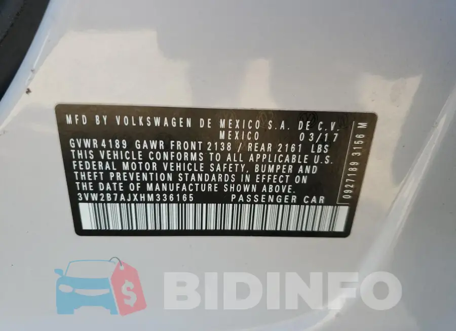 3VW2B7AJXHM336165 Photo# 12