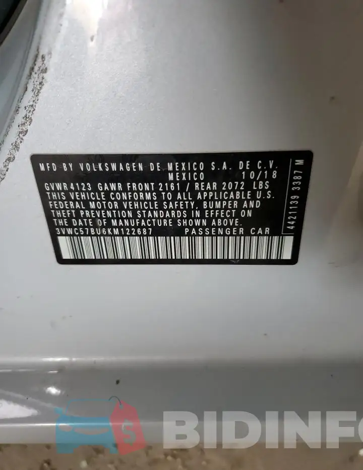 3VWC57BU6KM122687 Photo# 12