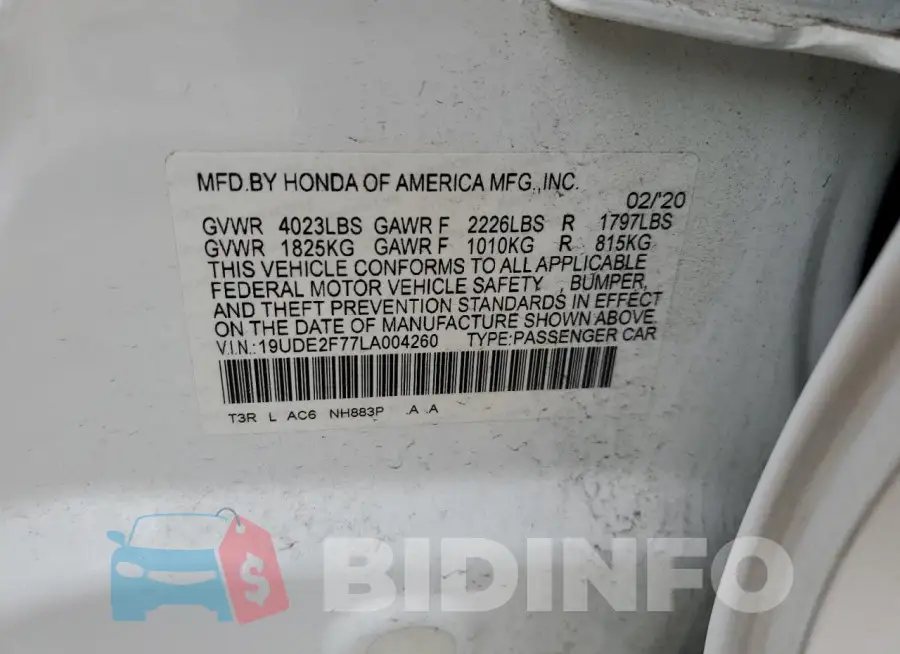 19UDE2F77LA004260 Photo# 12