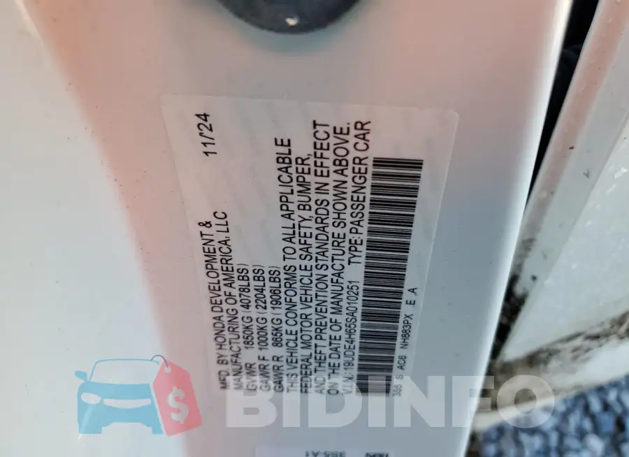 19UDE4H65SA010251 Photo# 12