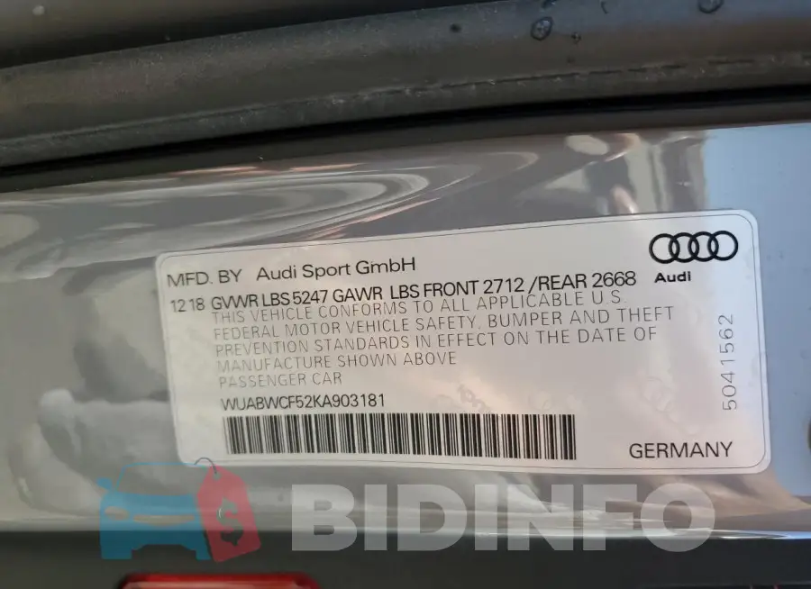 WUABWCF52KA903181 Photo# 12