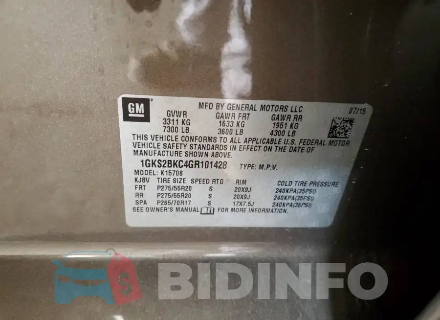 1GKS2BKC4GR101428 Photo# 13