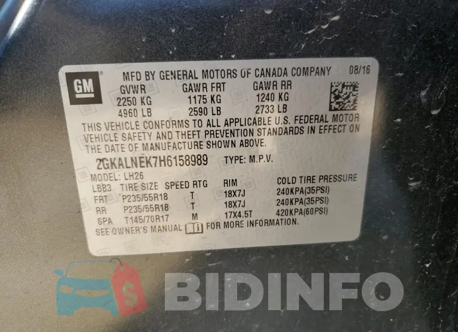 2GKALNEK7H6158989 Photo# 13