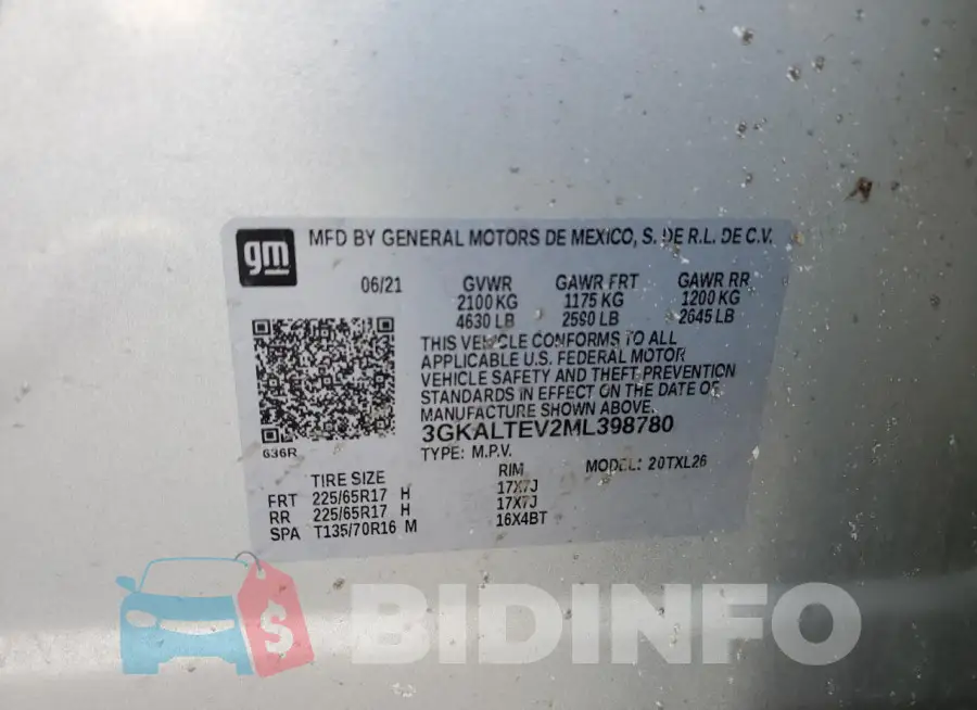 3GKALTEV2ML398780 Photo# 13