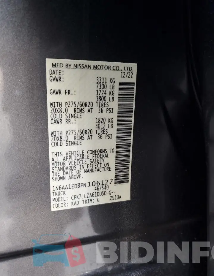 1N6AA1ED8PN106127 Photo# 12