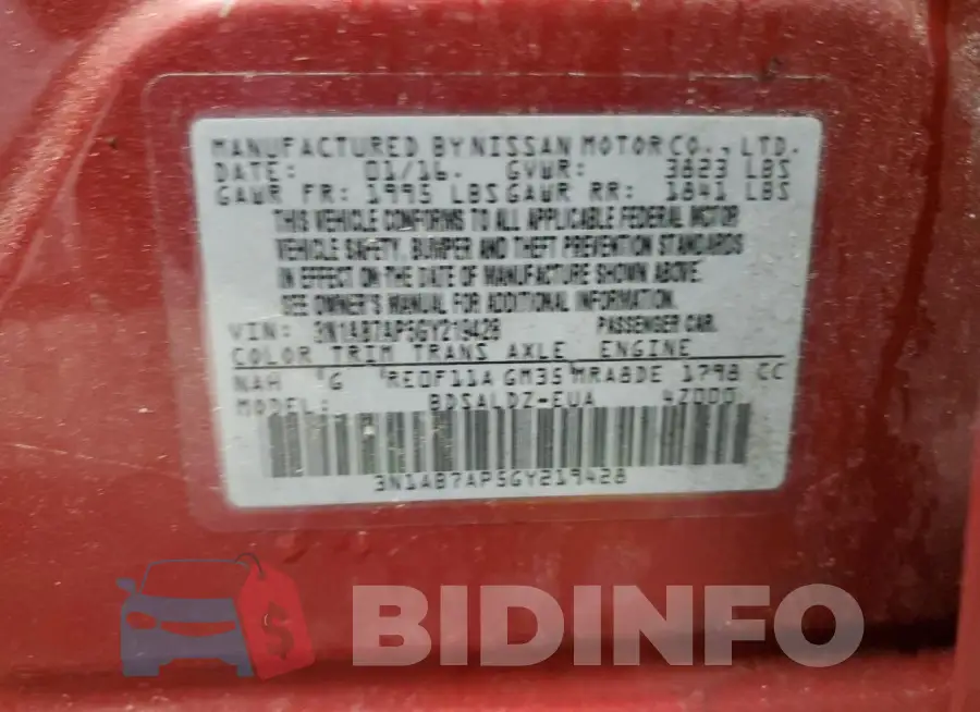 3N1AB7AP5GY219428 Photo# 12