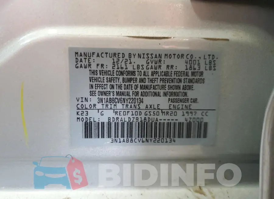 3N1AB8CV6NY220134 Photo# 12