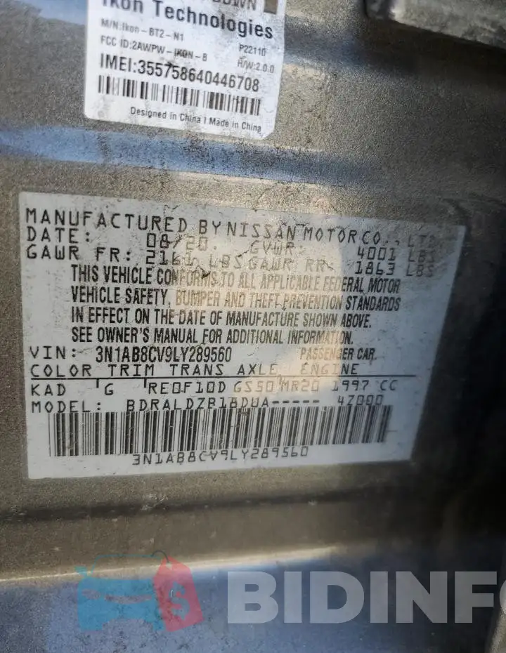 3N1AB8CV9LY289560 Photo# 12