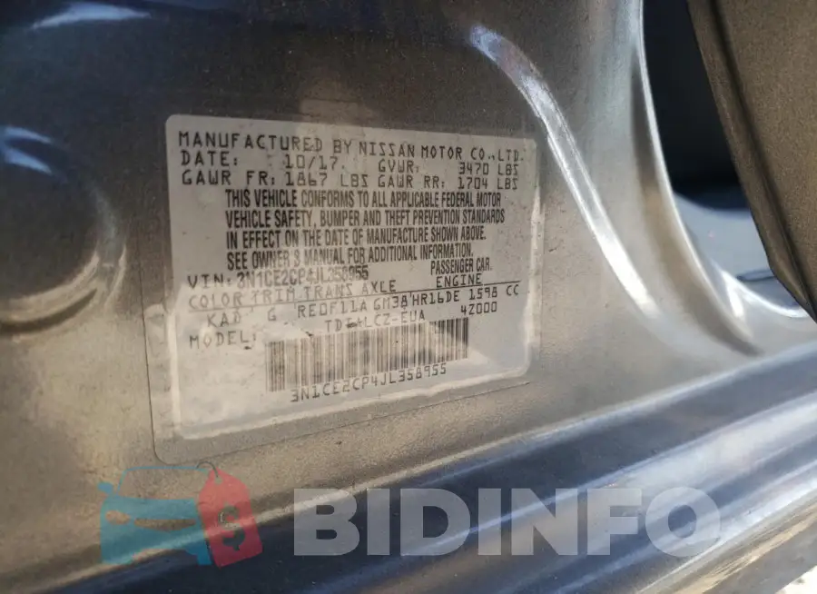 3N1CE2CP4JL358955 Photo# 12