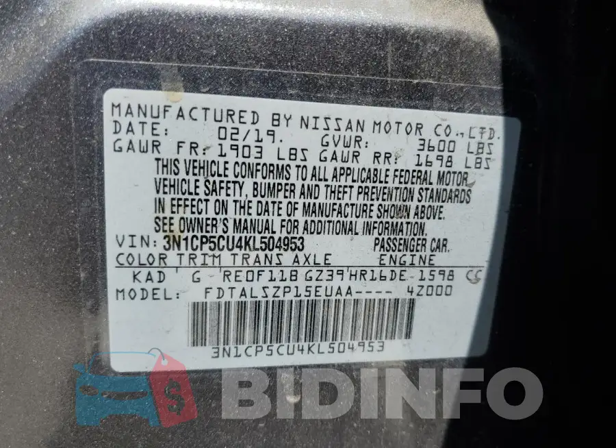 3N1CP5CU4KL504953 Photo# 13