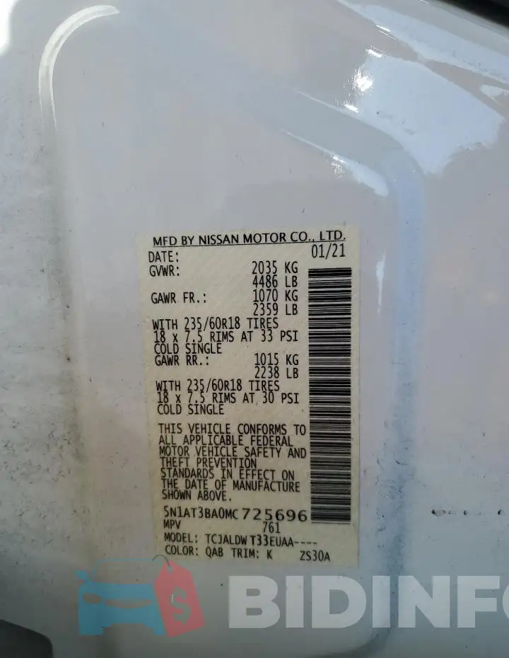 5N1AT3BA0MC725696 Photo# 13