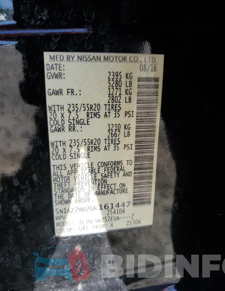 5N1AZ2MH2GN161447 Photo# 13