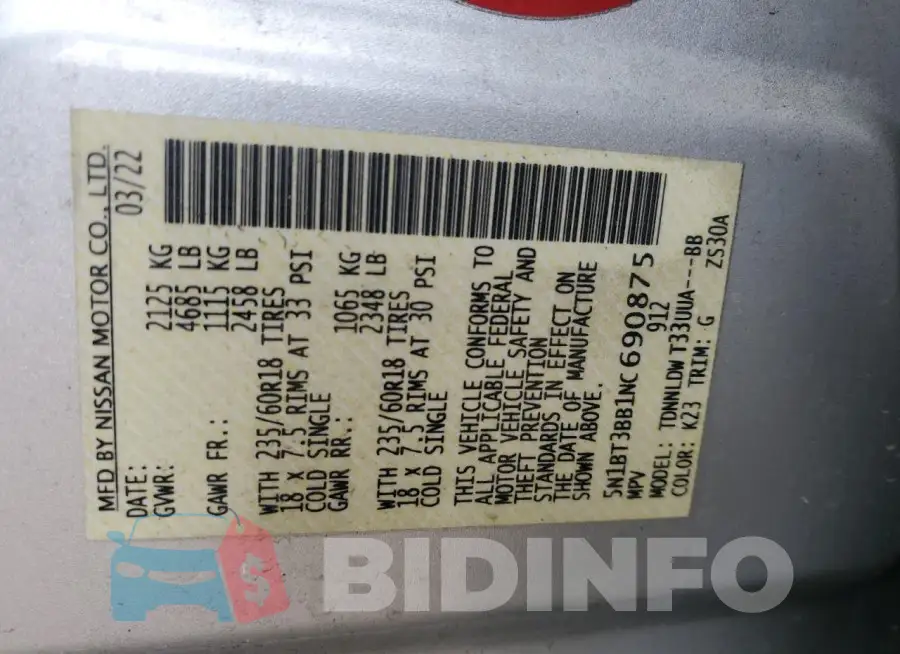 5N1BT3BB1NC690875 Photo# 12