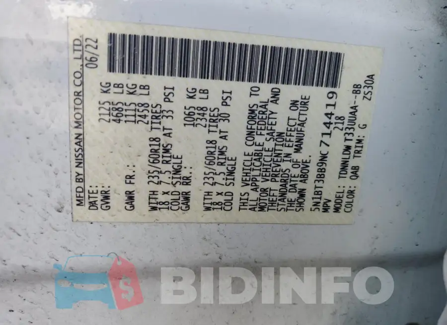 5N1BT3BB9NC714419 Photo# 14