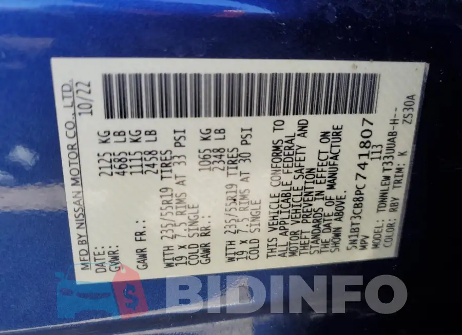 5N1BT3CB8PC741807 Photo# 13