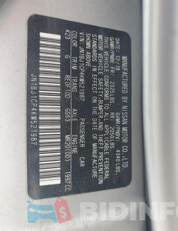 JN1BJ1CP4KW521987 Photo# 13