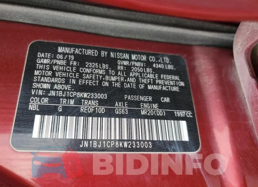 JN1BJ1CP8KW233003 Photo# 13