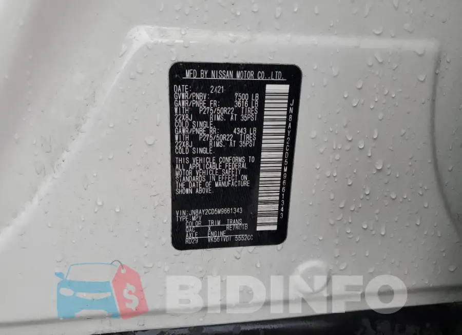 JN8AY2CD5M9661343 Photo# 12