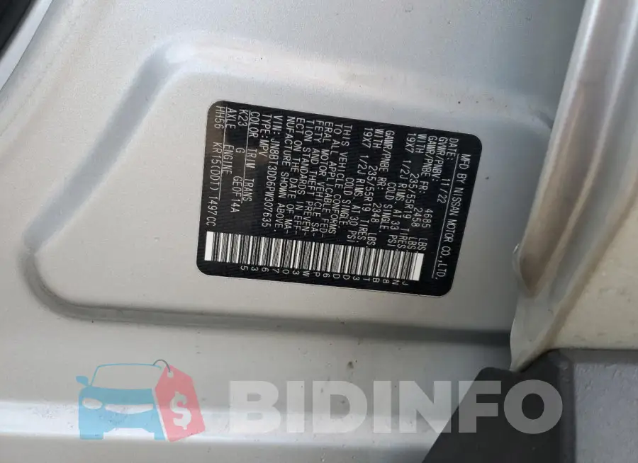 JN8BT3DD6PW307635 Photo# 14