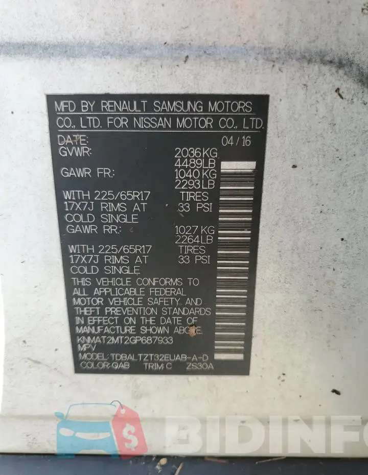 KNMAT2MT2GP687933 Photo# 14