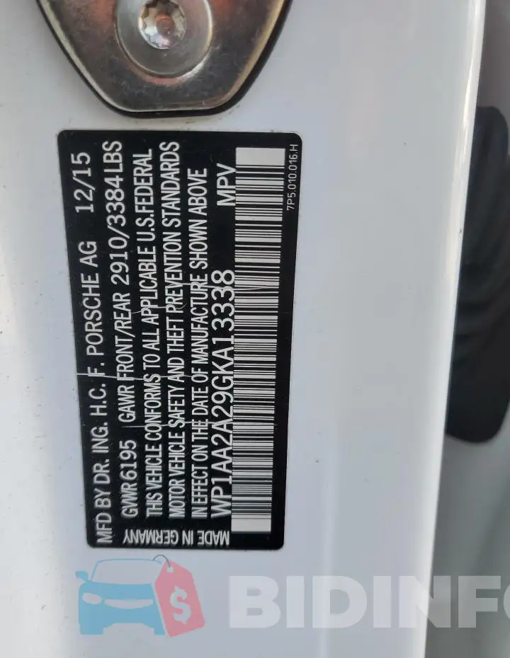 WP1AA2A29GKA13338 Photo# 13