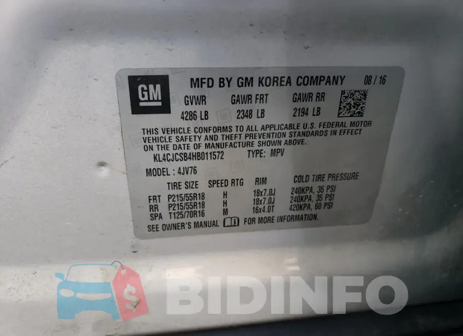 KL4CJCSB4HB011572 Photo# 14