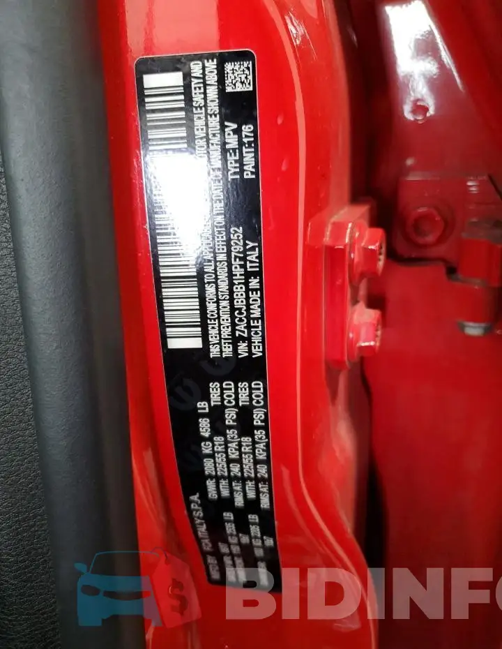ZACCJBBB1HPF79252 Photo# 13