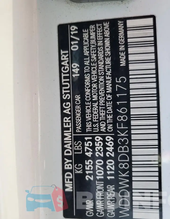 WDDWK8DB3KF861175 Photo# 12
