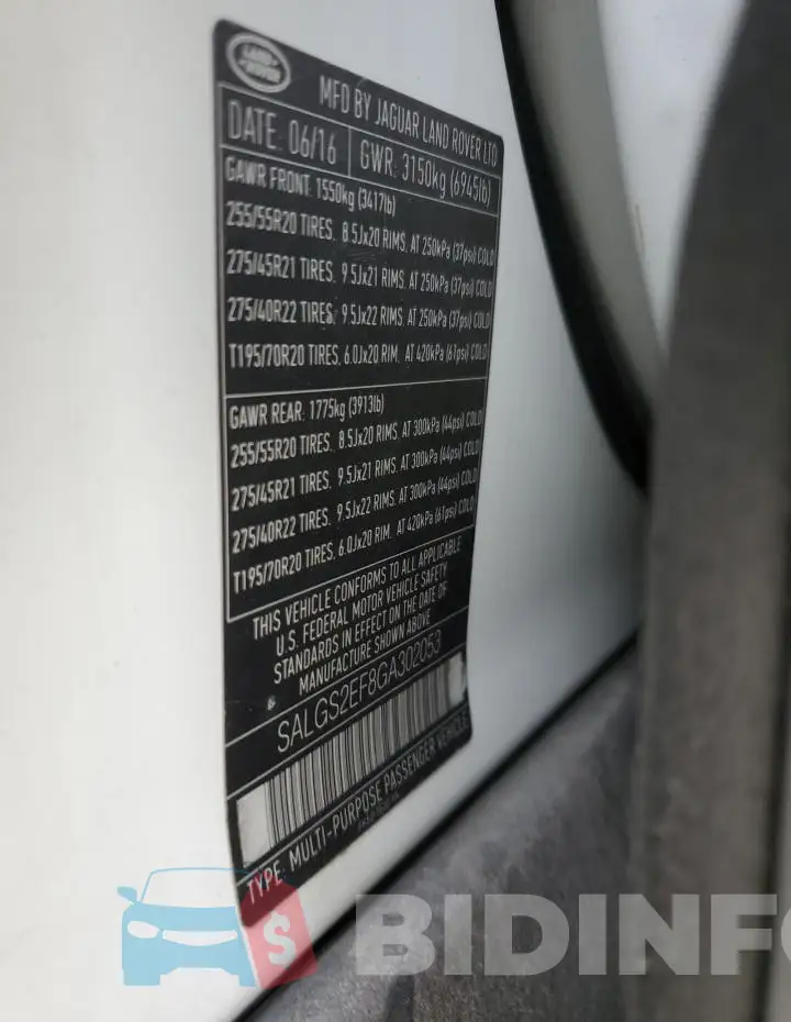 SALGS2EF8GA302053 Photo# 13