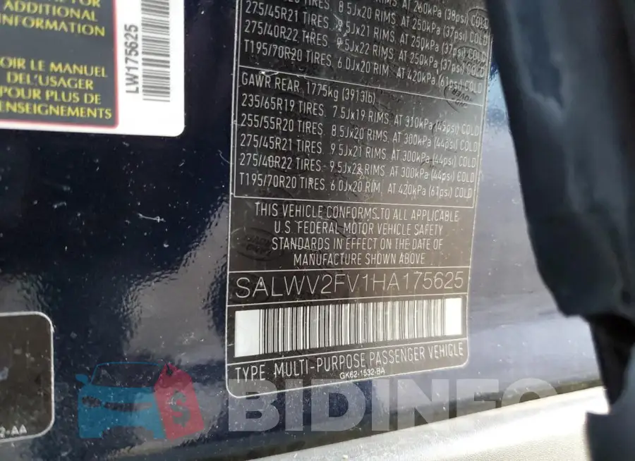SALWV2FV1HA175625 Photo# 13