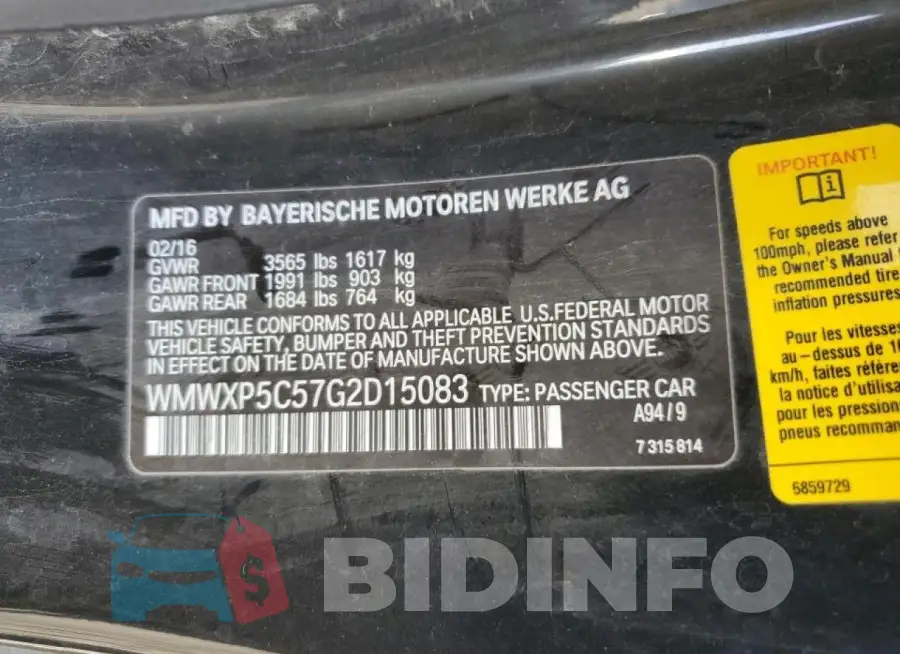 WMWXP5C57G2D15083 Photo# 12