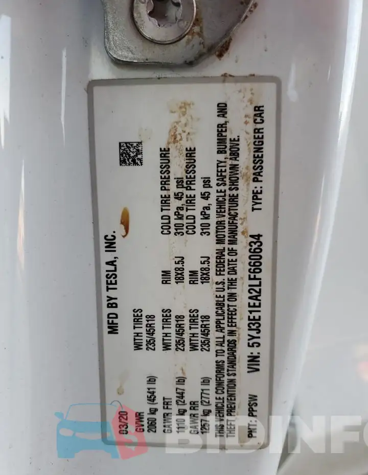 5YJ3E1EA2LF660634 Photo# 12