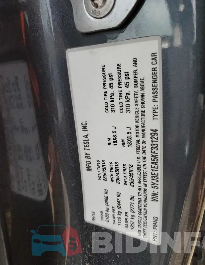 5YJ3E1EA5KF331294 Photo# 13