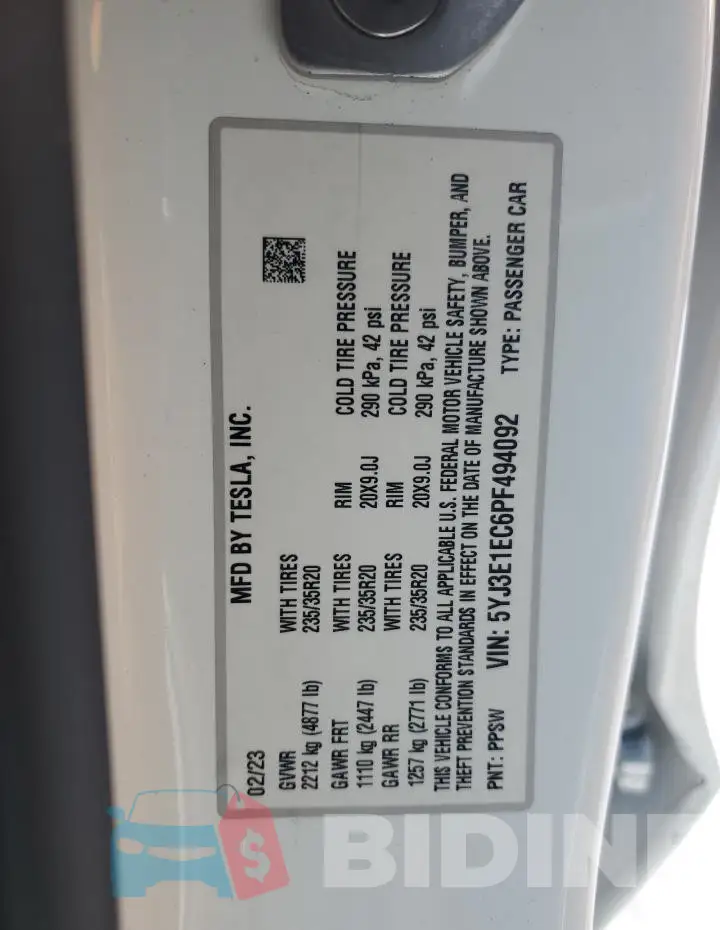 5YJ3E1EC6PF494092 Photo# 12