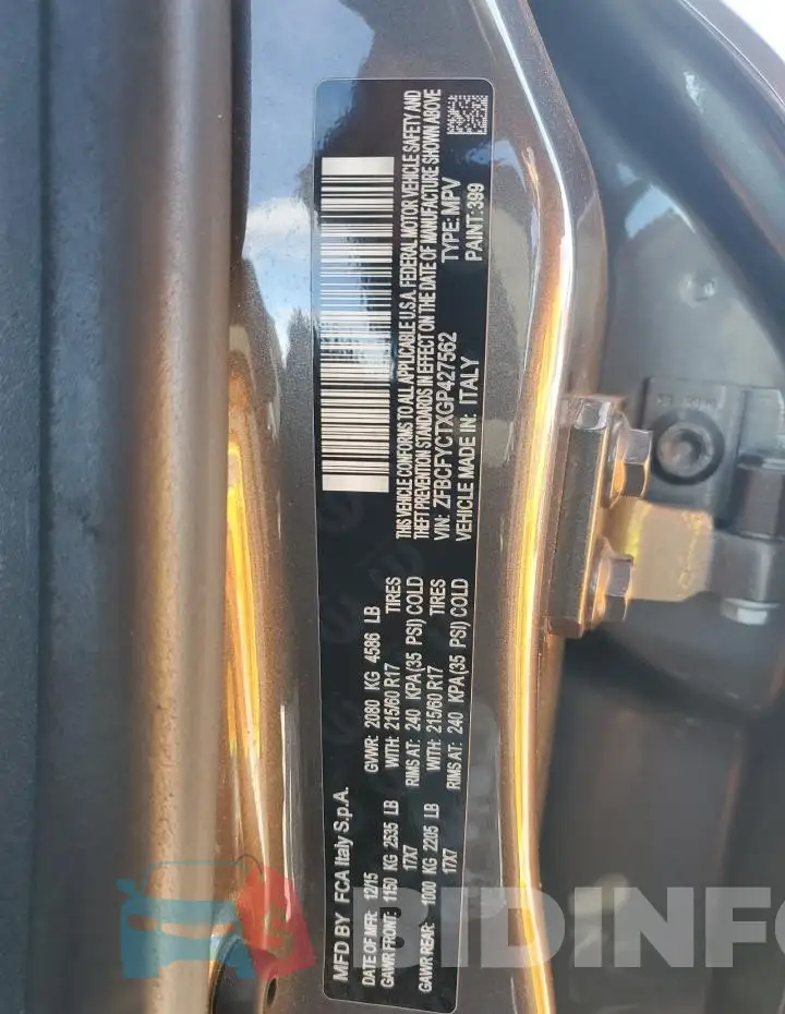 ZFBCFYCTXGP427562 Photo# 12