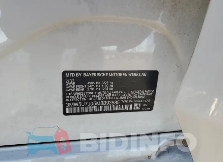 3MW5U7J05M8B93885 Photo# 12