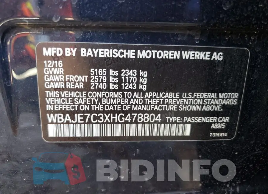 WBAJE7C3XHG478804 Photo# 12