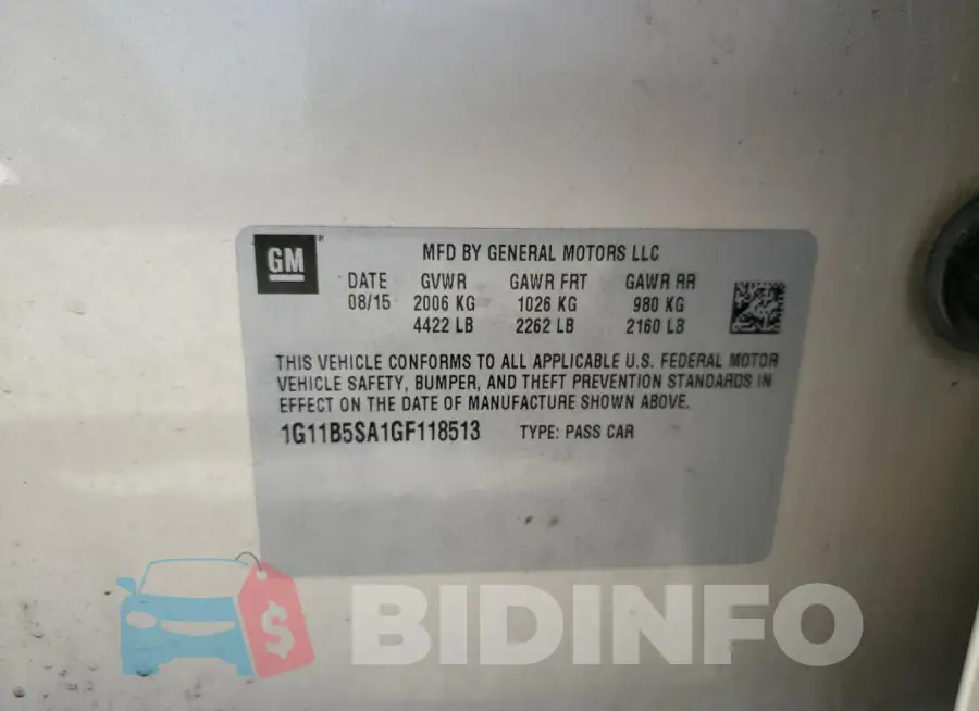 1G11B5SA1GF118513 Photo# 13