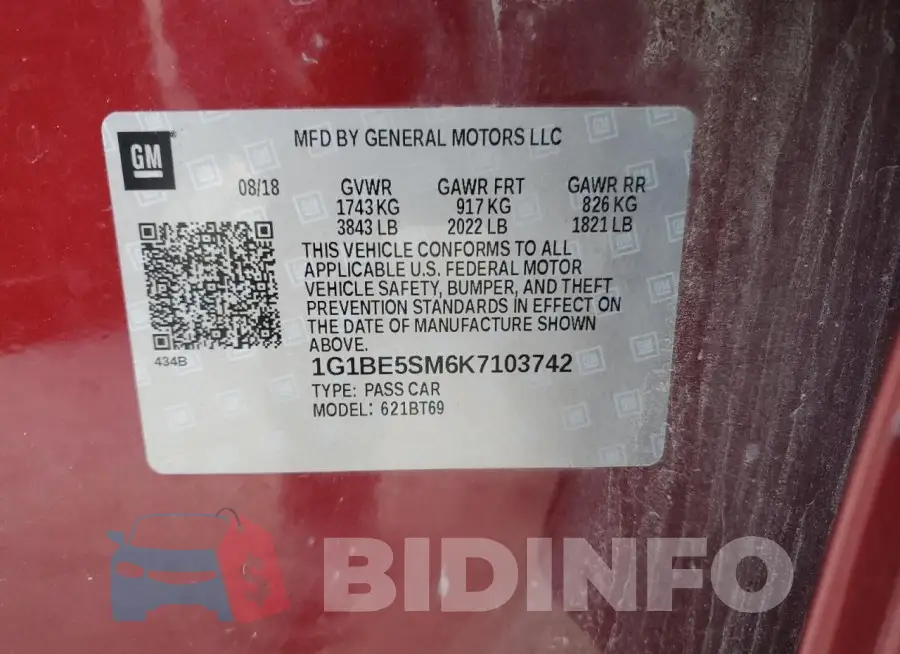 1G1BE5SM6K7103742 Photo# 12