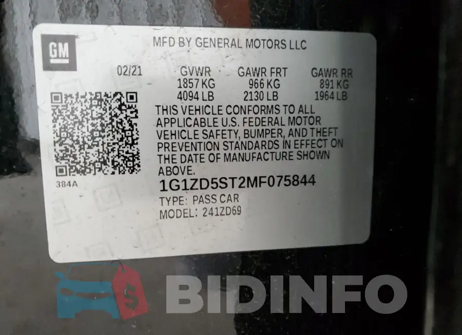 1G1ZD5ST2MF075844 Photo# 12