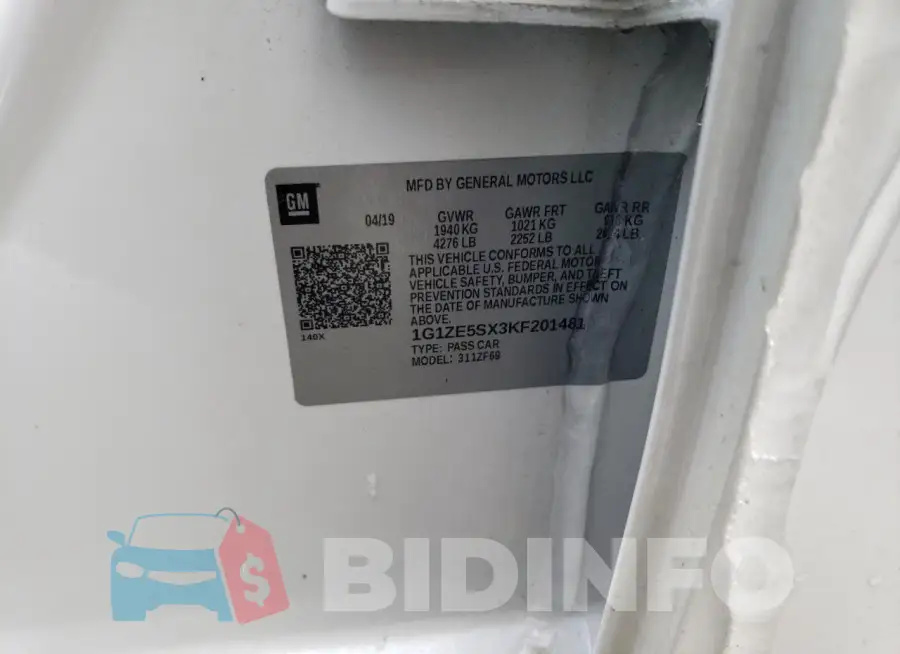 1G1ZE5SX3KF201481 Photo# 12