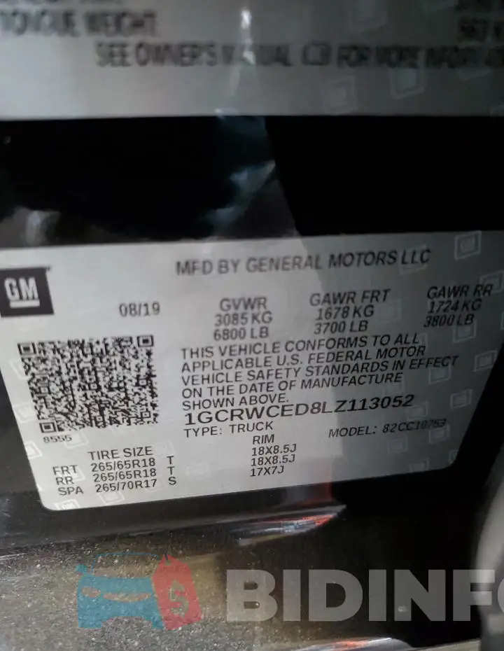 1GCRWCED8LZ113052 Photo# 12