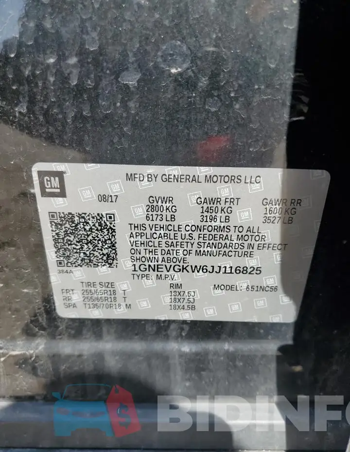1GNEVGKW6JJ116825 Photo# 13