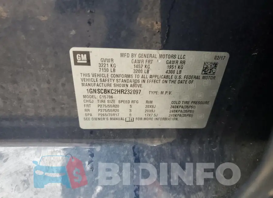 1GNSCBKC2HR232097 Photo# 13