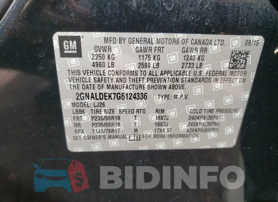 2GNALDEK7G6124336 Photo# 13