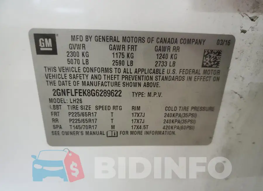 2GNFLFEK8G6289622 Photo# 13