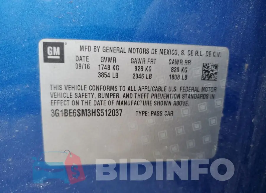 3G1BE6SM3HS512037 Photo# 13