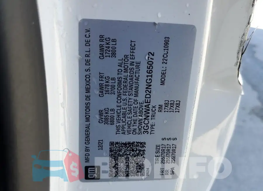 3GCNWAED2NG165072 Photo# 12